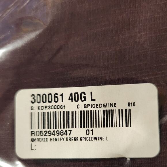 J.Jill $99 Large Spiced Wine Burgundy Cottagecore Fall Smocked Henley Dress - Picture 6 of 8